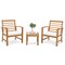 Costway 3 PCS Outdoor Furniture Set Acacia Wood Conversation Set with Soft Seat Cushions White/Grey/Navy